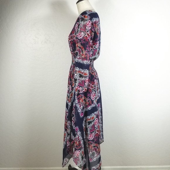 Vince Camuto Paisley Handkerchief-Hem Midi dress - Picture 3 of 6
